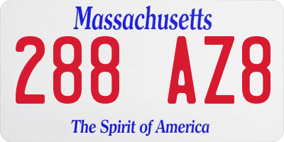 MA license plate 288AZ8