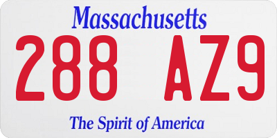 MA license plate 288AZ9