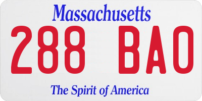 MA license plate 288BA0