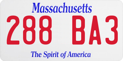 MA license plate 288BA3
