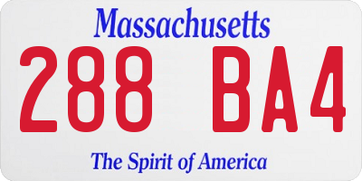 MA license plate 288BA4