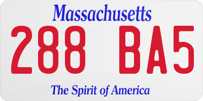 MA license plate 288BA5