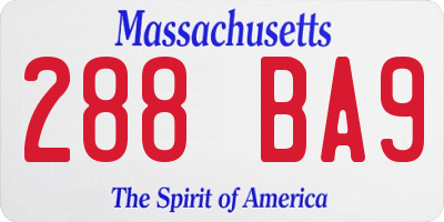 MA license plate 288BA9
