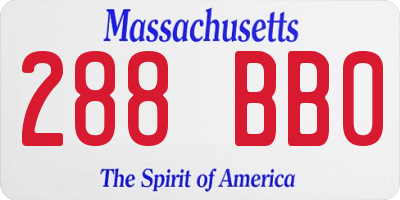 MA license plate 288BB0
