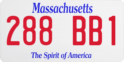 MA license plate 288BB1