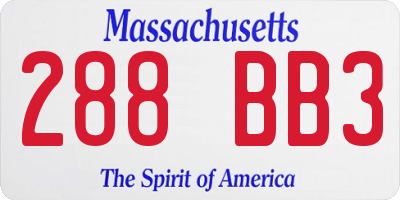 MA license plate 288BB3