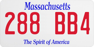MA license plate 288BB4