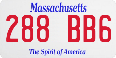 MA license plate 288BB6