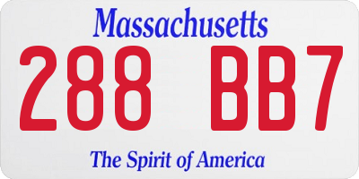 MA license plate 288BB7
