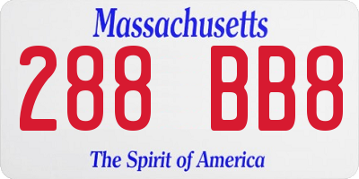 MA license plate 288BB8