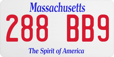 MA license plate 288BB9