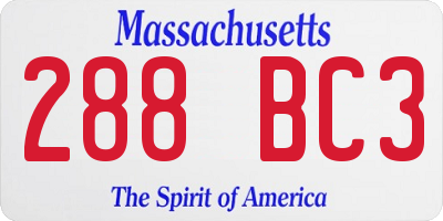 MA license plate 288BC3