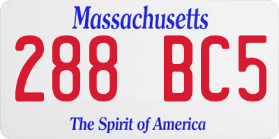 MA license plate 288BC5