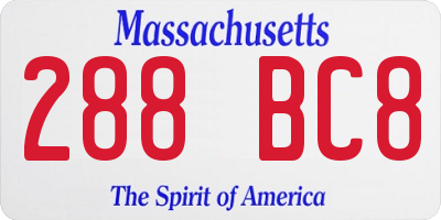 MA license plate 288BC8