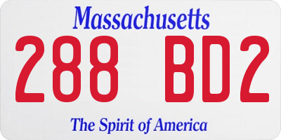 MA license plate 288BD2