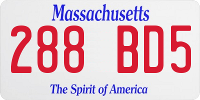 MA license plate 288BD5