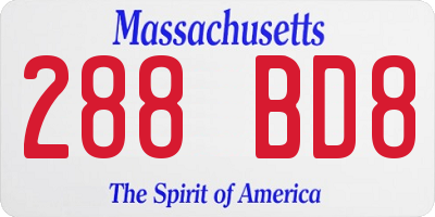 MA license plate 288BD8