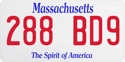 MA license plate 288BD9