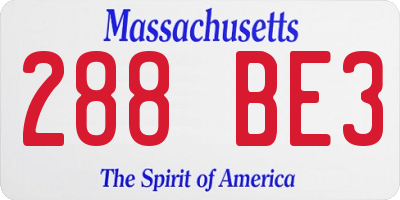 MA license plate 288BE3