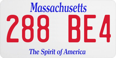 MA license plate 288BE4