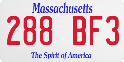 MA license plate 288BF3