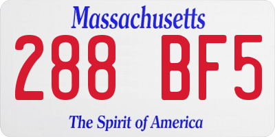 MA license plate 288BF5