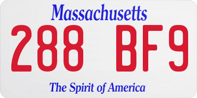 MA license plate 288BF9