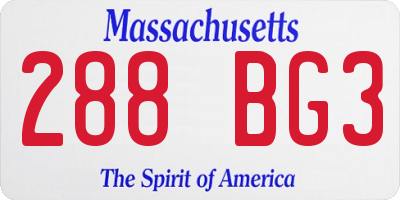 MA license plate 288BG3