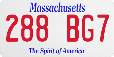 MA license plate 288BG7