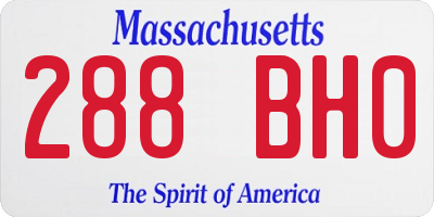 MA license plate 288BH0