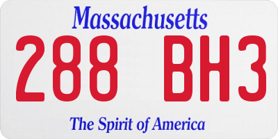 MA license plate 288BH3
