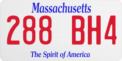 MA license plate 288BH4