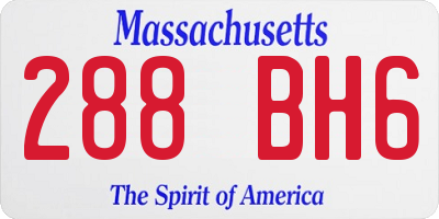 MA license plate 288BH6
