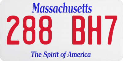 MA license plate 288BH7