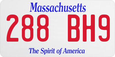 MA license plate 288BH9