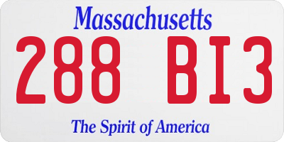 MA license plate 288BI3