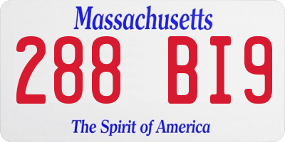 MA license plate 288BI9