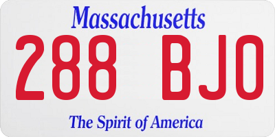 MA license plate 288BJ0