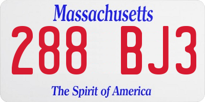MA license plate 288BJ3