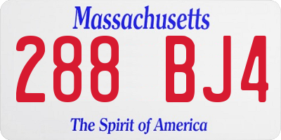 MA license plate 288BJ4