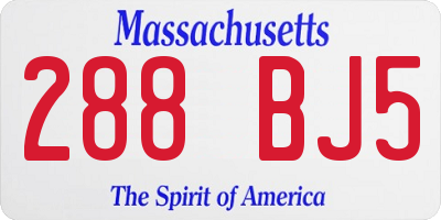 MA license plate 288BJ5