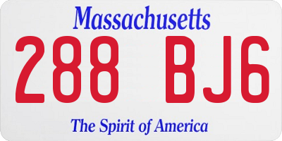 MA license plate 288BJ6