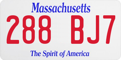 MA license plate 288BJ7
