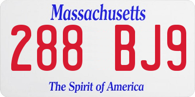 MA license plate 288BJ9