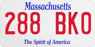 MA license plate 288BK0