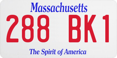 MA license plate 288BK1