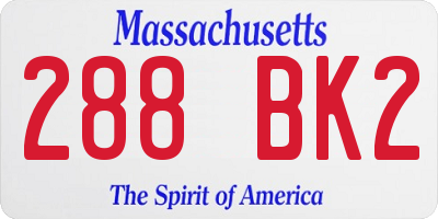 MA license plate 288BK2