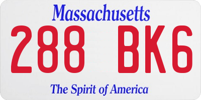 MA license plate 288BK6