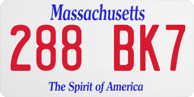 MA license plate 288BK7