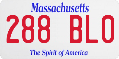 MA license plate 288BL0